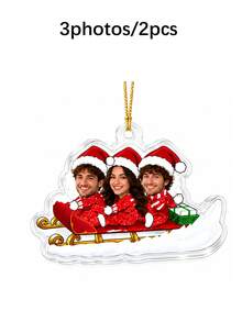 Custom 1-6 Photos Christmas Sled Ornament, Personalized Christmas Tree Decor, Festive Holiday Bag Charm, Customized Snow Sled Pendant, Customizable Picture Xmas Party Decor, 2026 Keepsake Gift, Christmas Gift 2026, Gift For Family And Friends - Style B - View 7
