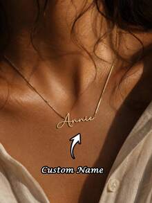 1pc Personalized Minimalist Name Necklace, Customized Box Chain Necklace, Exquisite Name Jewelry, Birthday Gift For Her, Bridesmaid Gift, Christmas Gift, Customized Name Necklace, Women's Necklace, Jewelry Gift, Customized Jewelry Gift, Customizable Item, Anniversary Gift, Halloween, Valentine's Day Gift - Multicolor 2 - View 11