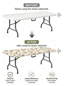 1pc Christmas Element Elastic Band, Rectangular Design, Anti-Slip Elastic, Waterproof, Oil-Resistant, Scratch-Resistant, Suitable For Dining Table, Folding Table, Kitchen, Party, Picnic, Camping And Home Decor. - Multicolor - View 7