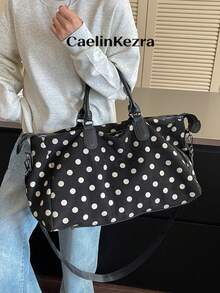 New Fashion Travel Bag Solid Color Minimalist Popular Design Polka Dot Matte Elegant Suitable For Short Trips Fitness With Independent Shoe Compartment Large Capacity Versatile Exquisite Bag - Black - View 3