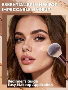 7/12Pcs Black Cosmetic Makeup Tool Set,7Pcs Premium Soft Makeup Brushes For Eyeshadow,Foundation,Blush & Contour,3Pcs Makeup Sponges,2Pcs Triangle Powder Puffs,Multi‑Functional Face Makeup Applicator Collection For Daily Use - Burgundy - View 7