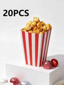 Striped Popcorn Paper Boxes Classic Treat Containers For Birthday Carnival Movie Party Favors - View 9