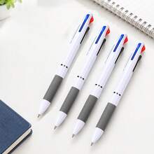 4/6/10/12/20/30pcs 3-In-1 Multicolor Retractable Ballpoint Pens, White Barrel Black Red Blue Ink Writing Pens, Office School Diary Pens, Desktop Office Accessories - Round - View 10