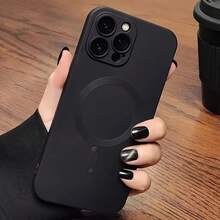 Magnetic Compatible With Iphone 18 Pro Max Cover, Built-In Camera Lens Protector, Slim Thin Soft Silicone Bumper Shockproof Metallic Luster Phone Case,Compatible With IPhone 17 16e 15 14 13 12 11 Pro Plus - Black - View 6