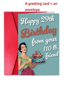 1pc Vintage Style Birthday Card, Suitable For Best Friend - Humorous 29th Birthday Wishes, With Envelope, Suitable For Women's Birthday Gift, Friendship Celebration Gift, Small Business Thank You Card - Multicolor - View 1