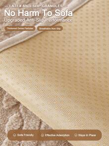 1PC Thick Faux Rabbit Fur Sofa Cover, Cozy All‑Season 3D Leaf Floral Embossed Plush Couch Protector, Non‑Slip Machine Washable Pet Friendly Sofa Cushion Mat For Living Room Home Decor - Khaki - View 5