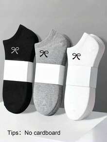 1/5/10/20 Pairs Of Women's Low-Cut Invisible Socks With Bowknot For Spring, Summer, And Autumn, Daily Wear Versatile Cute Fashion Simple, Comfortable - Multicolor - View 1