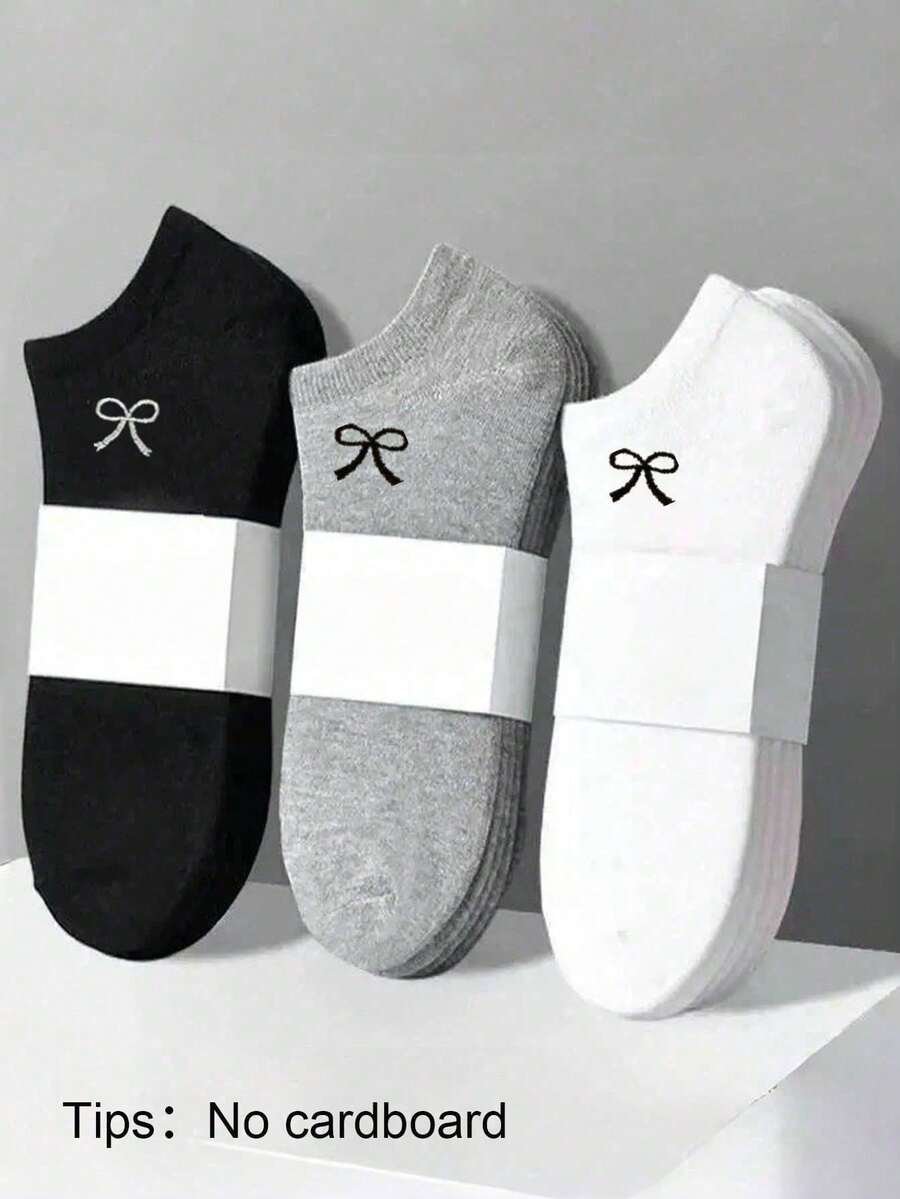 1/5/10/20 Pairs Of Women's Low-Cut Invisible Socks With Bowknot For Spring, Summer, And Autumn, Daily Wear Versatile Cute Fashion Simple, Comfortable - Multicolor - View 1