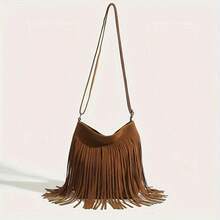 Vintage Western Fringe Shoulder Bag Lightweight Bohemian Style Crossbody Bag With Adjustable Strap And Magnetic Closure Suitable For Any Occasion Classic Fringe Shoulder Bag - Brown - View 9