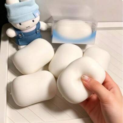 1pc Milky White Soap (No Box) Squishy Stress Relief Toy, Soft Squeeze Sensory Toy With Internal Crunchy Beads, Makes Crisp Sound When Pressed, Handheld Stress Relief Toy, Novelty Gift For Holidays, Birthdays, Halloween, Thanksgiving, Christmas, Labor Day, Back To School, Party Favors, Squishy, Crunchy Squish, Crunchy Butter Squish, Squeeze, Slushy Ball, Squishy Stress Toy, Dumpling Squish, School Supplies, Btsarmy, Halloween Decor