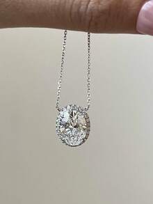Pigeon Egg Pendant Necklace For Women, Ice Flower Cut Full Rhinestone, High Carbon Diamond, Niche Design, Light Luxury Clavicle Chain - Pigeon Egg Necklace - View 1