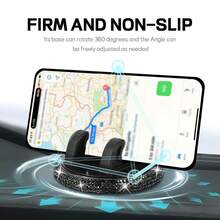 1pc Car Phone Holder, Rhinestone Car Phone Mount, 360° Adjustable Car Dashboard Phone Holder, Self-Adhesive Car Phone Holder, Suitable For Most Phones - A - View 1