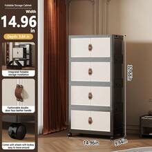 Children's Foldable Wardrobe Large Capacity Living Room Snack Toy Storage Cabinet Plastic Bedroom Floor Bedside Storage Cabinet - Black - View 17