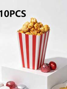 Striped Popcorn Paper Boxes Classic Treat Containers For Birthday Carnival Movie Party Favors - View 8