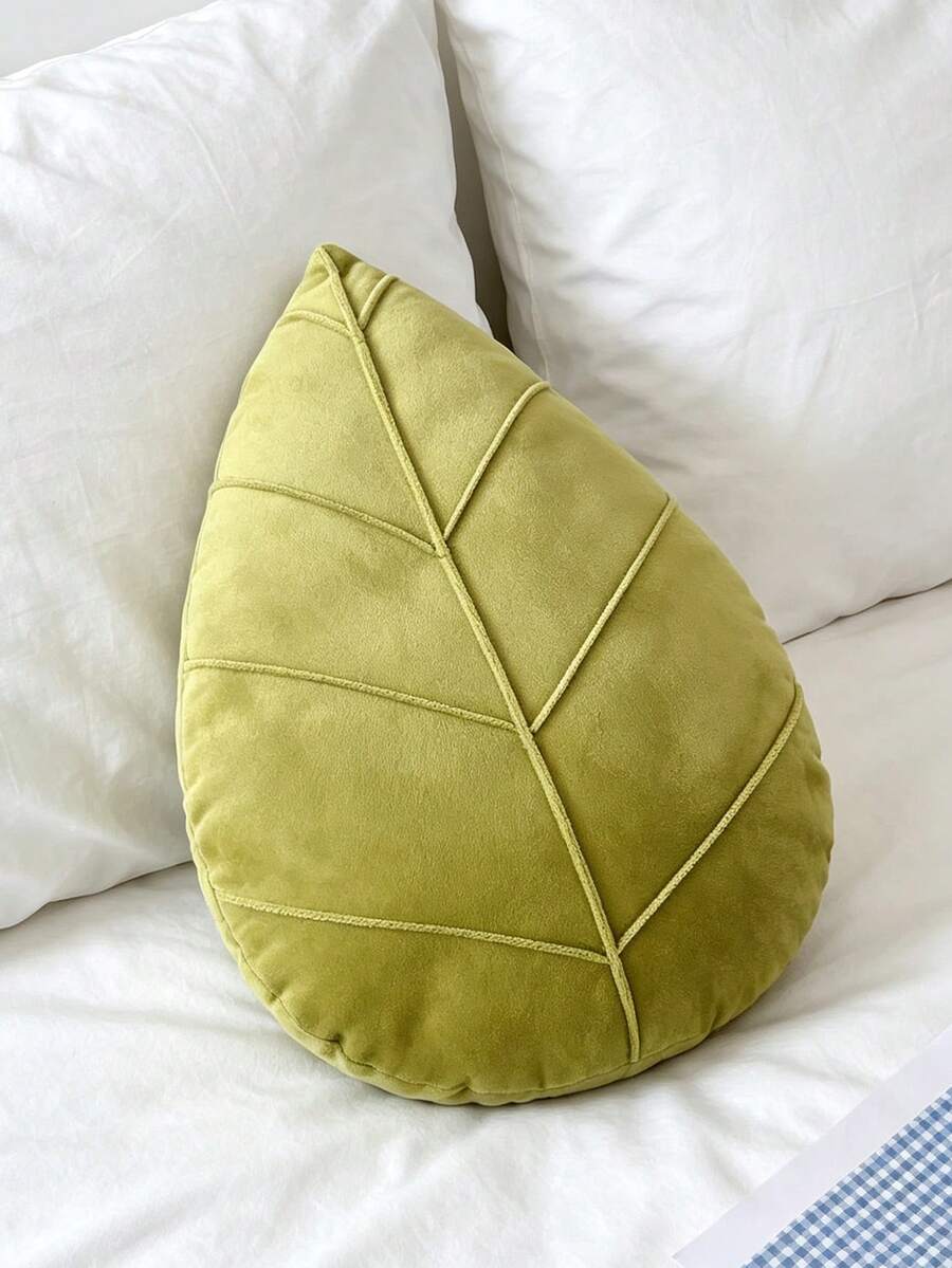 1pc Solid Color Leaf Decorative Throw Pillow, Suitable For Living Room Sofa, Bedroom Headboard, Cushion - Sprout Green - View 1