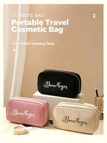 1pc Customizable Makeup Bag, Striped Travel Toiletry Bag, Zippered Cosmetic Bag - Personalized Name, Portable Polyester Cosmetic Storage Bag, Suitable For Travel, School, Dorm Or Home Use, Dorm Essential | Fun Design | Durable Zipper Closure, Toiletry Travel Bag - Multicolor - View 4