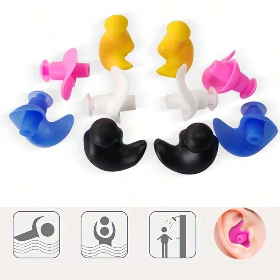 (4pcs)2 Pairs Silicone Swim Earplugs Set - Reusable, Surfing & Water Sports