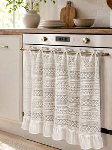 White Lace Oven Skirt, Ruffled Tie‑On Kitchen Dishwasher Cover Curtain, Boho Hollow Lace Decorative Curtain For Kitchen Appliance Decor - White/A - View 5