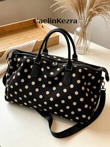 New Fashion Travel Bag Solid Color Minimalist Popular Design Polka Dot Matte Elegant Suitable For Short Trips Fitness With Independent Shoe Compartment Large Capacity Versatile Exquisite Bag - Black - View 11