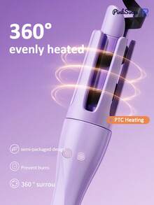 PinkSings Automatic Hair Curler Rotating Curling Iron Straightener And Curler | 2-In-1 Styling Tool, Smart Timer, Ceramic Coating, 3 Temperature Settings, Dual Voltage Travel Compatible - Purple - View 7