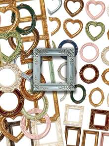 50pcs Vintage Hollow Frame Stickers – Baroque Ornate Gold Picture Border Decals – Aesthetic Antique Photo Frame Stickers For Scrapbook Journal Planner Collage & DIY - Mocha Brown - View 1