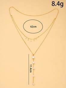 1pc Double Layer Rhinestone Back Drop Necklace, Long Y-Shaped Rhinestone Back Chain, Bridal Backless Evening Dress Accessory - Rhinestone - View 9