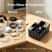 New 11-Compartment USB Cable Organizer/Tray, An Essential Accessory For Organizing Electronic Devices, A Desktop Drawer-Style Cable Organizer Suitable For Home And Office Use. - Multicolor - View 5