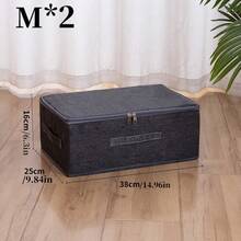 Multi-Size Foldable Linen Texture Fabric Storage Box With Zipper Lid, Dust-Proof Collapsible Clothes Storage Bin With Reinforced Handles, Stackable Closet Organizer For Clothing, Underwear And Household Items - Grey - View 11