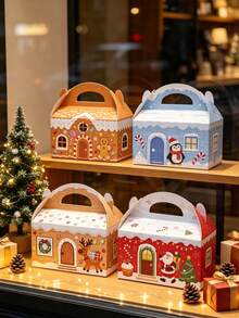 8/4/1pc Christmas Gift Box, Patterns Include Santa Claus, Reindeer, Snowman And Christmas Tree, Suitable For Christmas, Holidays And Home Decor, Party Favors And DIY Gift Packaging - Style Two - View 4