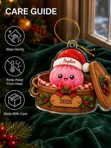 1pc Personalized Dumpling Family Ornament, Custom Name Glittter Dumpling Ornament, Squishy Ornament, Squishy Lover Gift, Steamed Bun Ornament,Winter Holiday Decor,Christmas Tree Decor,Christmas Gift - Multicolor - View 8