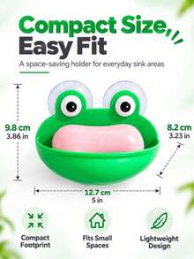 1/2/3/4/5pcs Frog Soap Holder, Cute Wall-Mounted Suction Cup Soap Dish Bathroom Decor Sponge Drain Rack, Frog Habitat Shaped Suction Cup Tray, Suitable For Tree Frog, Toad, Tadpole And Other Small Aquatic Animals Fish Tank Decoration, Shower Use - Regular Model - View 7