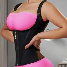1pc Multi-Size Waist Shaping Belt With Adjustable Shoulder Strap Buckle Design, Breathable Elastic Fabric, Firming Waist Trainer For Daily Casual Wear - Black - View 6