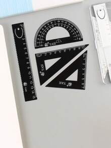Metal Drawing Set For Middle And Elementary School Students, 4-Piece Set With Ruler, Triangle Ruler, Protractor, Wear-Resistant And Durable, Exam Drawing And Measurement Tool With Transparent Box - Sets - View 8