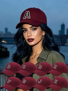 1Pc Unisex Men And Women Baseball Cap, Adjustable Outdoor Sun Protection Casual Hat, Suitable For Spring, Summer Traveling, Beach Party - Burgundy - View 1