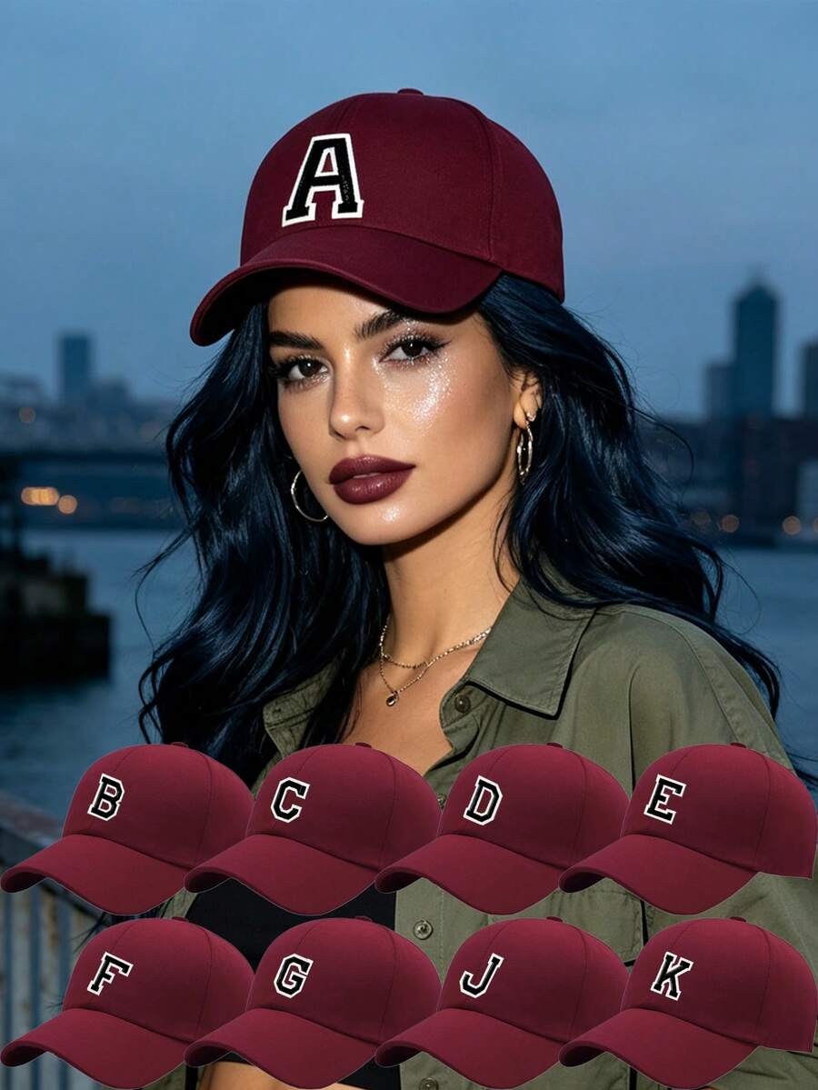 1Pc Unisex Men And Women Baseball Cap, Adjustable Outdoor Sun Protection Casual Hat, Suitable For Spring, Summer Traveling, Beach Party - Burgundy - View 1