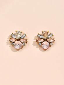 1 Pair Fashionable Versatile Colorful Rhinestone Stud Earrings, Vintage Luxury Gentle Personalized Elegant Earrings - Earrings - View 15