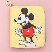 Mesuca Cute Zipper PU Leather Short Wallet, Kawaii Cartoon Print Yellow Multi‑Color Square Coin Purse - Multicolor - View 10