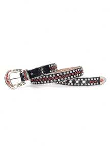 1pc Sparkling Rhinestone Belt Street Fashion Suitable For Plus Size Women And Men - Perfect For Western Cowgirl And Cowboy Outfits, Dresses And Jeans - Multicolor - View 2