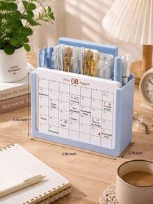 Set Kalender Perencana Kreatif Baru 2027 dengan Tempat Pena dan Kartu (Kalender Oktober 2026 - Desember 2027), Dekorasi Meja Kantor, Organizer Penyimpanan Catatan dan Tanda Tangan Multifungsi, Perlengkapan Kantor untuk Perencanaan dan Manajemen - A - View 12