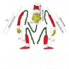 The Grinch 1 Set Christmas Tree Body Decoration, Wearing Christmas Hat Humanoid Doll Shape, Christmas Tree Fun Decoration Kit, Suitable For Winter Christmas Tree Decoration, Home Holiday Decor, Party Backdrop, Window Display Scenes - Multicolor - View 5