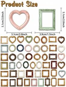 50pcs Vintage Hollow Frame Stickers – Baroque Ornate Gold Picture Border Decals – Aesthetic Antique Photo Frame Stickers For Scrapbook Journal Planner Collage & DIY - Mocha Brown - View 10