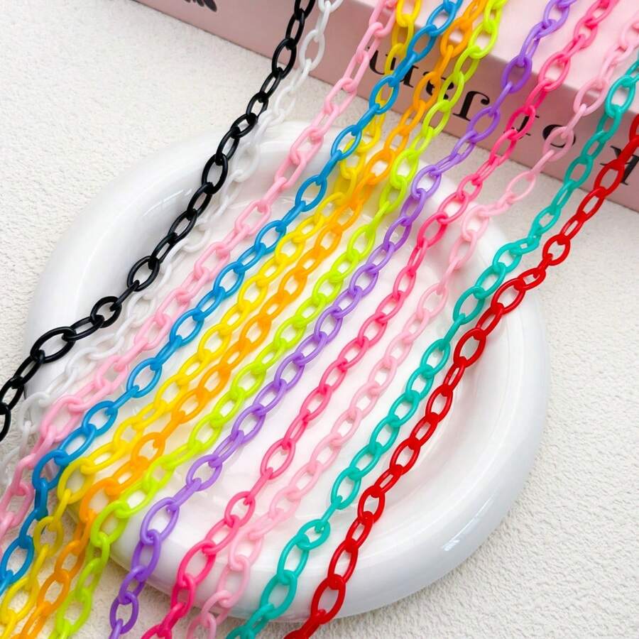 6/12/24pcs Multi-Color Fashion Acrylic Chain Accessories, Suitable For DIY Necklaces, Bracelets, Glasses, Masks, Chain Bags And Pendants - Multicolor - View 1