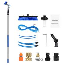 Water Fed Pole Kit, 11m Solar Panel Cleaning Pole With Extendable Handle, 180° Rotatable Brush Head & 20m Hose, Household & Outdoor Window Cleaner Tool For Caravan Solar Panel Deck - 11m - View 8