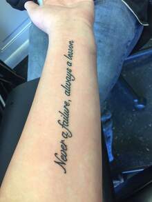 1 Sheet Cursive Quote Temporary Tattoo Stickers, Inspirational Handwritten Script Sentence Fake Tattoos, Minimal Literary Body Art For Women Girls, Waterproof Wrist Forearm Decor - Black - View 3