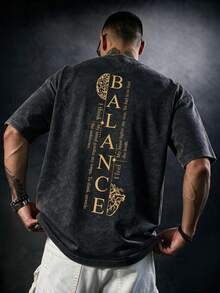 1pc Men's Fashionable Printed Loose Fit Short Sleeve T-Shirt | Exquisite Design | Summer Essential | Easy To Match, Showcase Your Style - Black - View 2