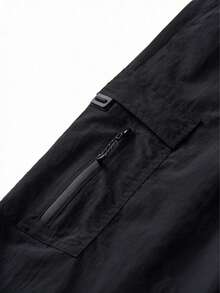 Men's Spring/Autumn New Elastic Waist Drawstring Fashion Casual Multi-Pocket Cargo Pants - Black - View 7