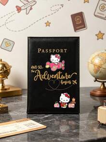 Hello Kitty Pattern PU Leather Passport Case Cover With Card Slots, Gold Letter Cute Travel Document Holder Essentials Organizer For Women Couples - Multicolor - View 8