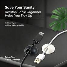 Self Adhesive Silicone Cable Holder Clips, No Residue Desk Cord Organizer, Universal Wire Keeper For USB Earphone Mouse - A - View 1