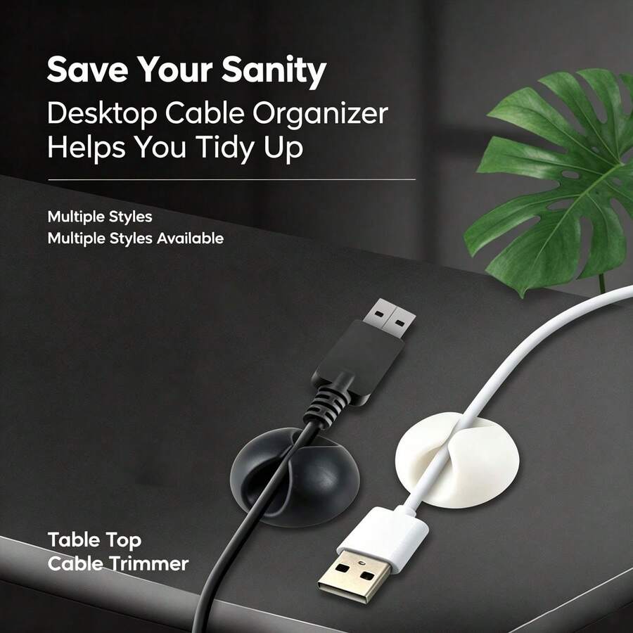 Self Adhesive Silicone Cable Holder Clips, No Residue Desk Cord Organizer, Universal Wire Keeper For USB Earphone Mouse - A - View 1