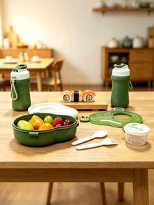 Cute Fruit Shaped Lunch Box & Water Cup Set, Portable Sealed Bento Box With Fork & Spoon, Outdoor Picnic Student Fresh-Keeping Meal Box - Multicolor - View 8
